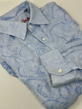 Robert Graham Mens XL Light Blue Jacquard Paisley Button Down Shirt Long Sleeve