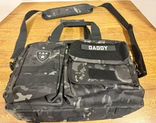 Tactical Baby Gear TBG Deuce Messenger Diaper Bag Black Camo Canvas.