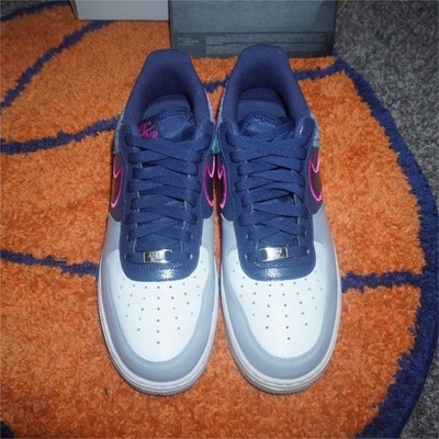 Nike Men s Air Force 1 Low Top Athletic Sneakers Lace-Up White Blue Pink Teal