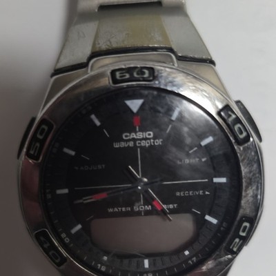 Casio Wave Ceptor Men s Analog-Digital Quartz 50M SS Bracelet Black Dial