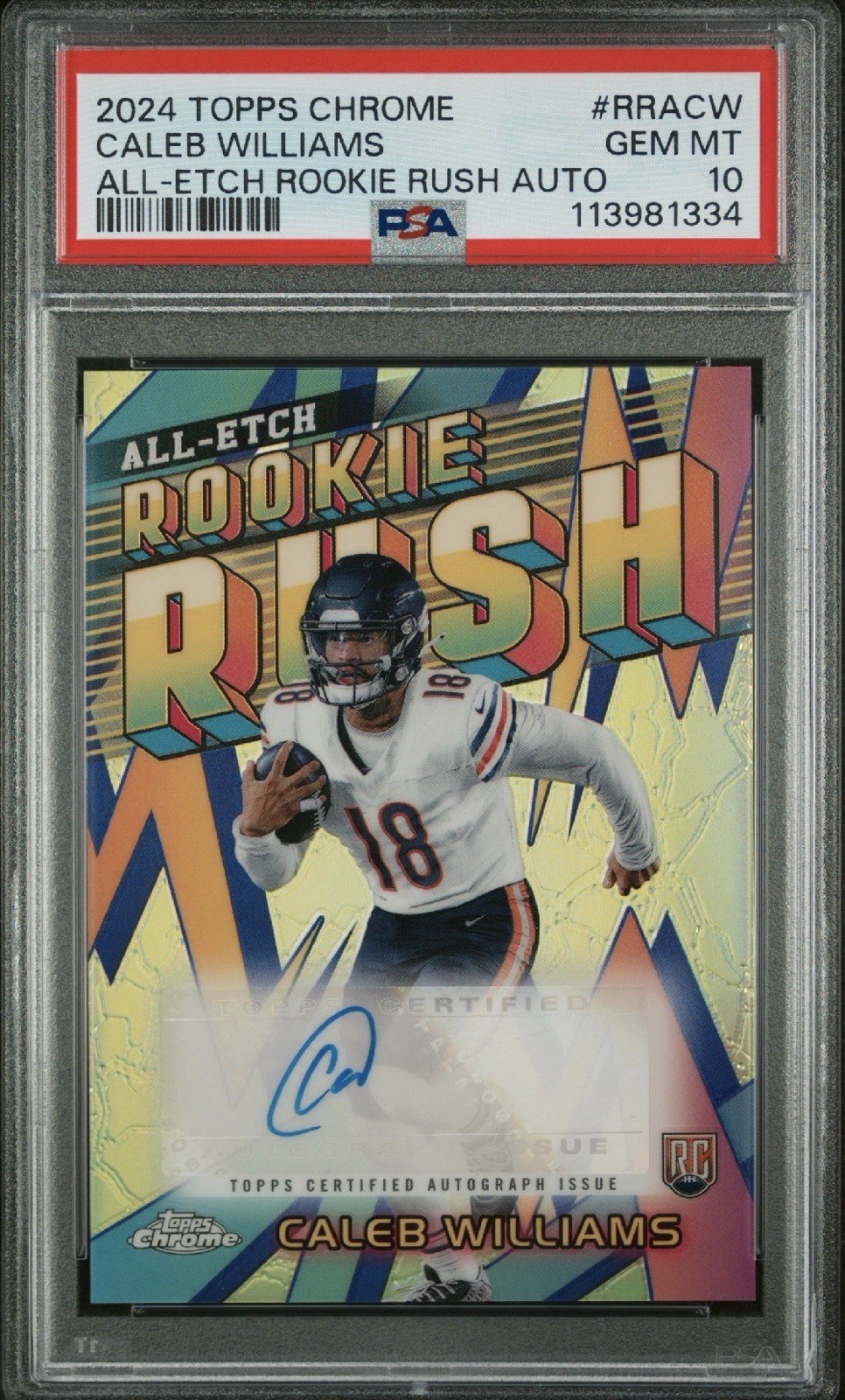 Caleb Williams Topps Chrome All-Etch Rookie Rush Autographs #RRACW Blue Refractor
