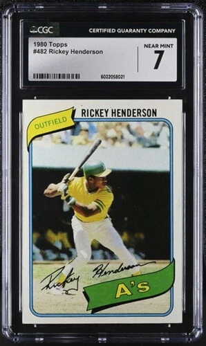 1980 TOPPS #482 RICKEY HENDERSON CGC 7 NEAR MINT RC ROOKIE ATHLETICS UER 3210