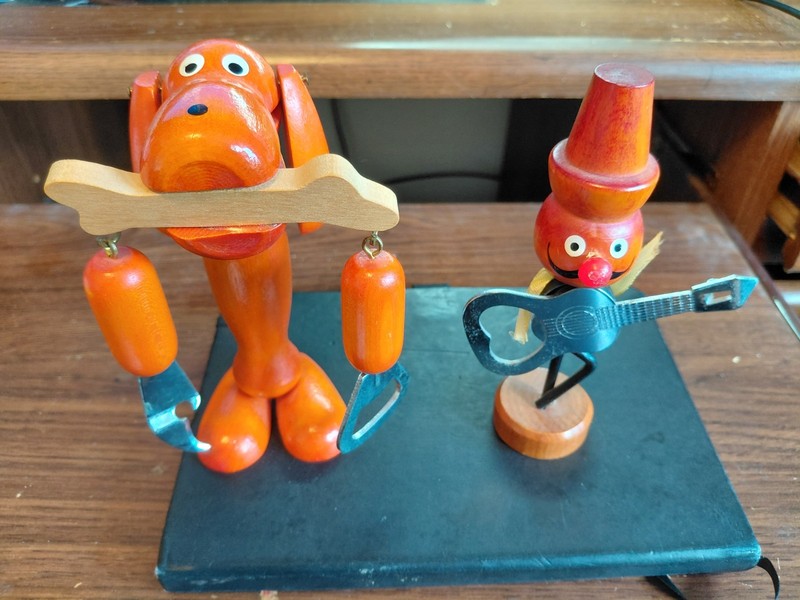 Two Novelty Bottle And Can Openers Dachshund Sausage Dog And Magnetic Guitar Guy