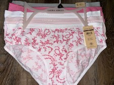 Laura Ashley Womens Hipster Underwear Panties 5-Pair Organic Cotton Blend A L