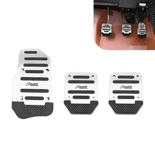 3 PCS Anti-slip Pedal Covers, Manual Gas and Brake Pedal Covers, 2 PCS SIlver