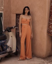 Shona Joy Dress Sara Set Tailored Wide Leg Pant Strapless Bustier Size AU/10