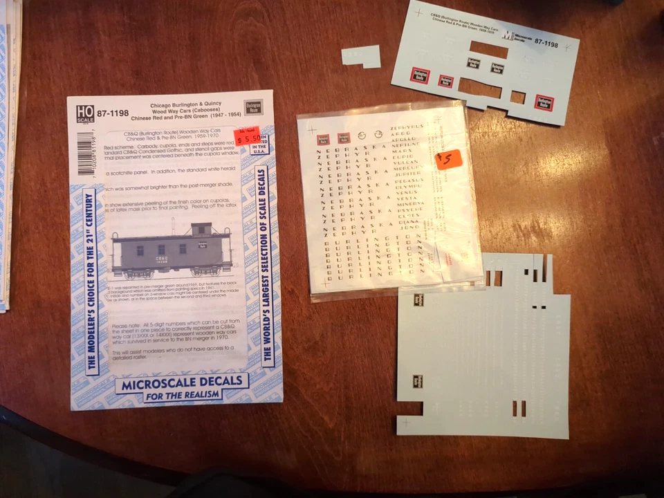 Vintage Microscale Decals No 87-1198 CB&Q Wood Way Cars Cabooses '47-'54 HO - Image 2 of 2