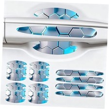 8PCS Car Door Handle Scratch Protectors,3D Patterned-Marking  Anti Light Blue