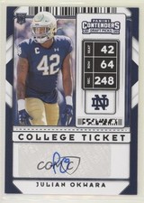 2020 Contenders Draft Picks College Ticket Blue Foil Julian Okwara #178 Auto 1u6