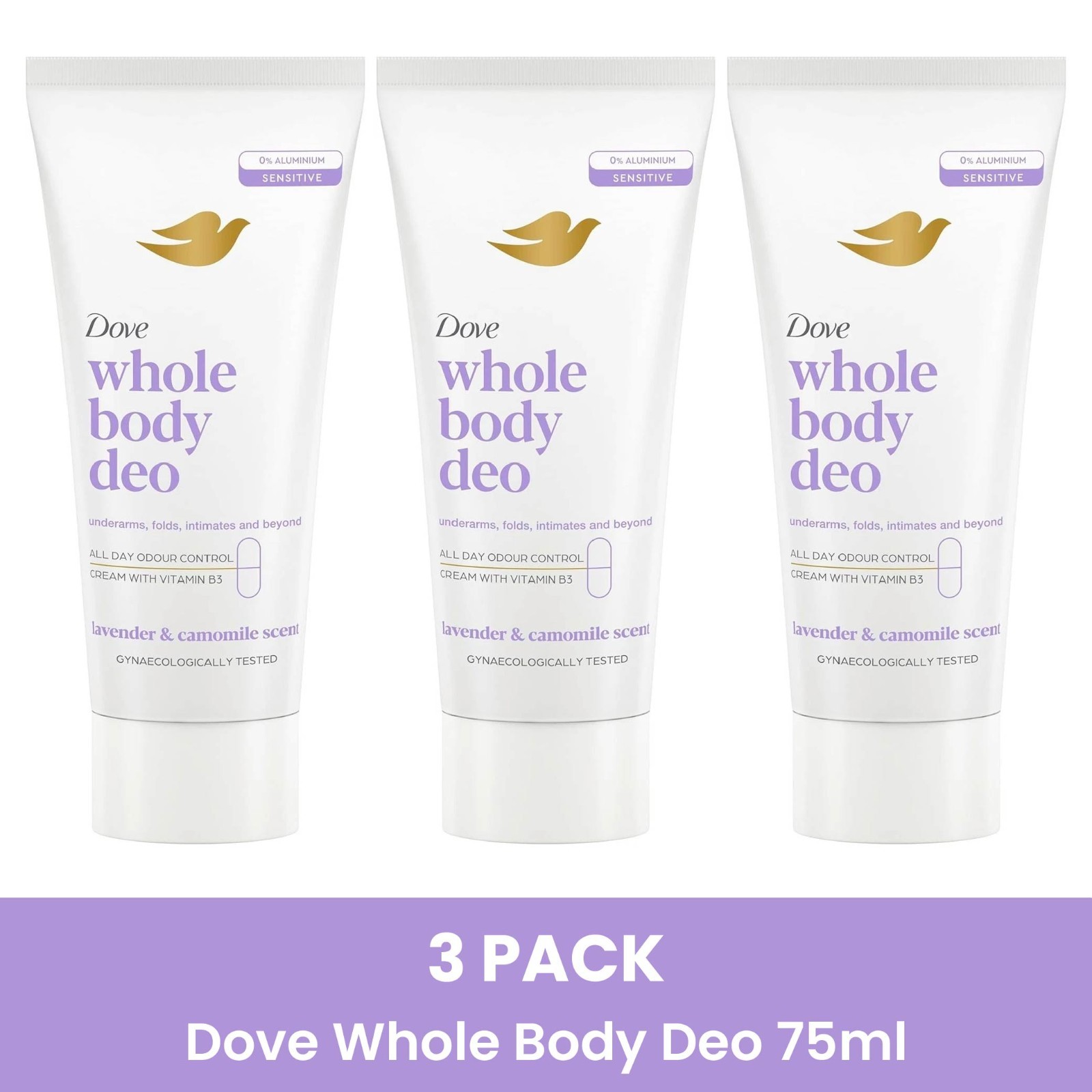 Dove Whole Body Deo Cream 75ml - 3 PACK