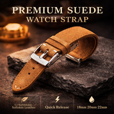 Premium Suede Leather Watch Band 18mm 20mm 22mm Quick Release Soft Calfskin Men