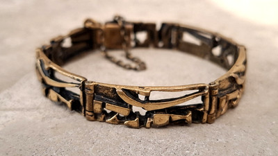 Vintage Brutalist Modernist 1960/70's Armband Bronze, wohl Jorma Laine Finnland