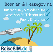 Prepaid Internet SIM oder eSIM für Bosnien und Herz. mit 3-20 GB für 30 Tage