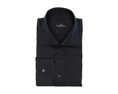 690$ LUXURY GERLIN Shirt Black ALUMO Cotton 15.75 - 40  1I ZILLI