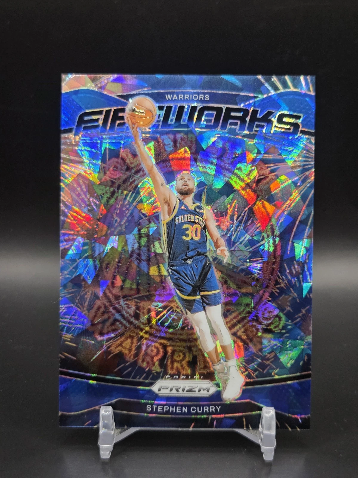 2024-25 Panini Prizm - Fireworks Stephen Curry #20 Blue Ice Prizm /125