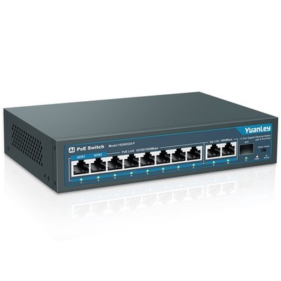YuanLey 8 Port Gigabit PoE Switch 11 | 8*PoE+(1000Mbps) (120w), black 