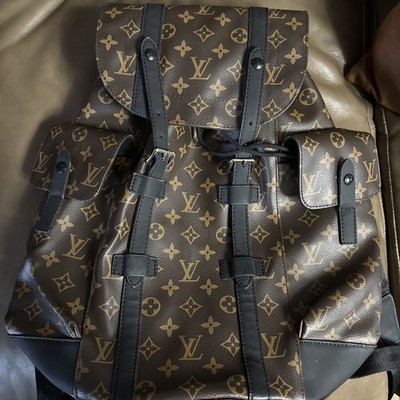 LOUIS VUITTON Christopher Monogram Macassar Canvas Backpack Bag Brown