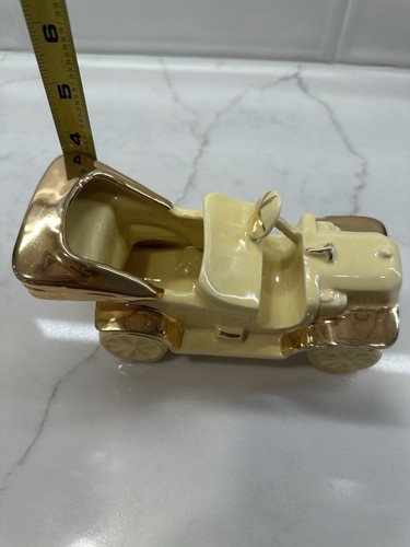 Vintage Ceramic Ford Model T Planter Car Yellow/Gold Pottery Convertible - Picture 10 of 10