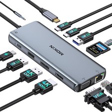 USB C Docking Station Dual Monitor, Laptop Docking Station 3 Monitors, MOKiN ...