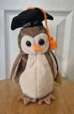 Wise the Owl - Ty Beanie Baby (Brown, White, 1998 Vintage MWMT, Plush Toy