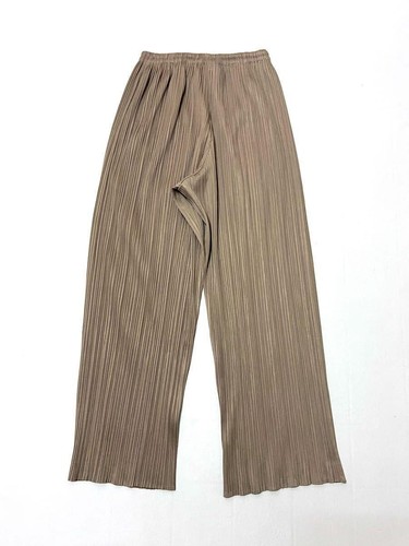 ISSEY MIYAKE PLEATS PLEASE Beige Long Pants Size 2 Basic - Picture 3 of 7
