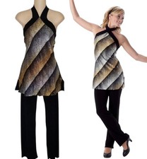 Easy Street Adult Small Dance Costume Silver Gold Tunic Top Black Tap Pants