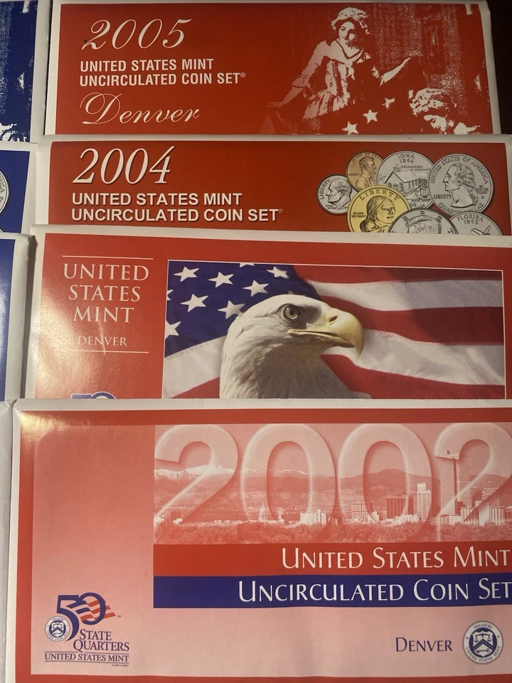 2002–2005 U.S. Mint Uncirculated Coin Set Lot (8 Sets) P & D – Complete Run - Image 2 of 2