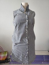 Tommy Hilfiger Navy White Gingham Shirt Dress Sleeveless Collared Size 10