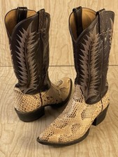 Vintage Tony Lama Cowboy Boots Python Snakeskin Mens 8 D Style 9210 Dark Brown