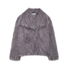 Women  s Vegan Fur Coat   Winter New Style Stand Collar Windproof Jacket