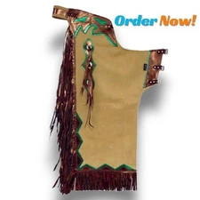 Bull Riding Pro Rodeo Chaps Smooth Leather Bronc Show Adult fringed chap