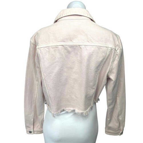 NEW J. Brand Cyra Light Pink Long Sleeve Button Down Cropped Denim Jean Jacket M - Picture 2 of 5