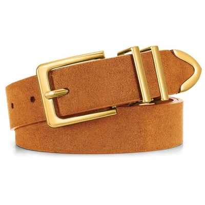 Ceinture Femme Cuir Suédé à Boucle Dorée Ceinture Taille Décontractée Mode - Photo 1/4