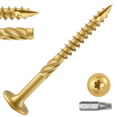 36 PCS #14x3 Inch Lag Screws Structural Exterior Wood Golden T30 Star Bit