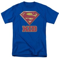 Dc Comics - Superman - Super Kid - Herren Unisex Kurzarm T-Shirt - Blau