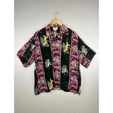 Mandalay Bay Resort Casino Hawaiian Aloha Shirt Mens S Purple Fish Print Rayon