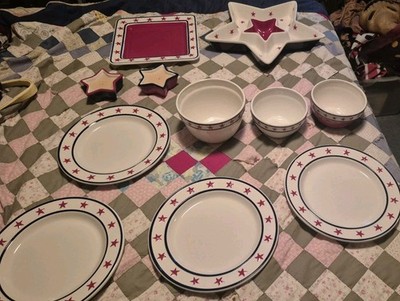 William & Sonma Life+Style 11 Piece Patriotic Red White & Blues + Stars Dish Set