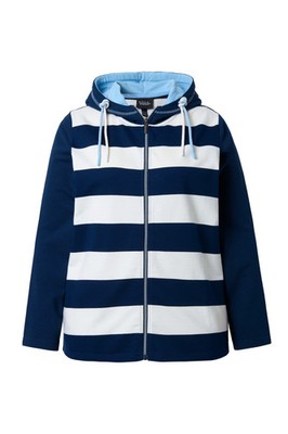 Ulla Popken Damen große Größen Sweatjacke Streifen Kapuze Langarm 845806