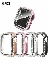 4 Pcs Bling Rhinestone Bumper Case With Screen Protector For Apple Watch 49mm