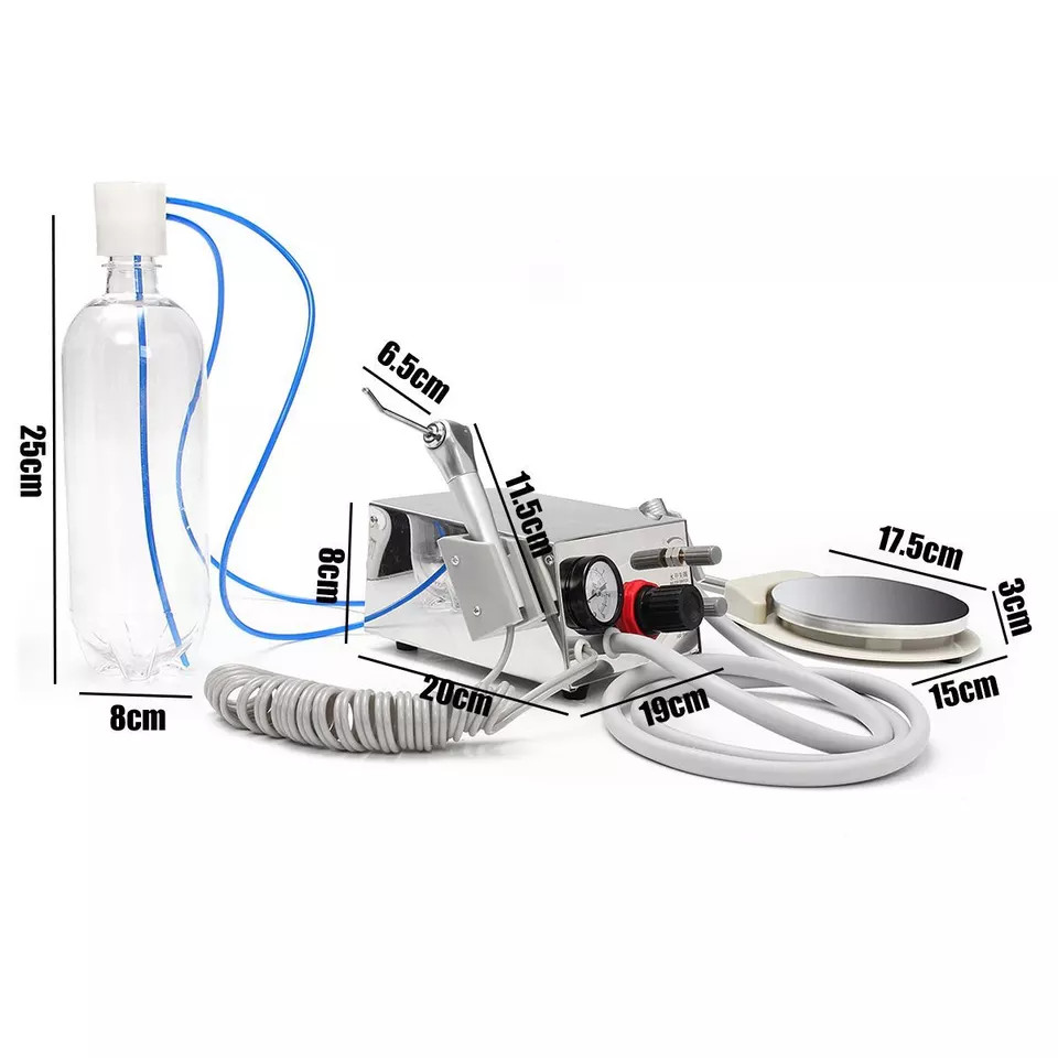 Portable Dental Turbine Unit 3 Way Syringe Weak Suction Work with Air Compressor