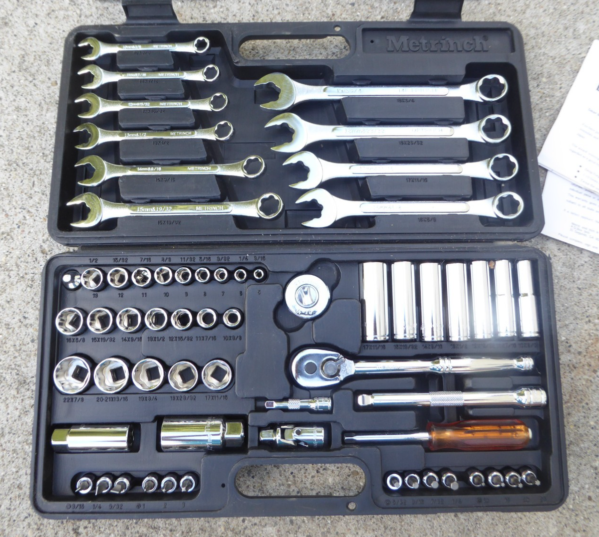 Metrench Metrinch 【A2989】 美品 メットリンチ Metrinch 47P 工具セット インチ ミリ ソケットレンチ コンビネーション ...