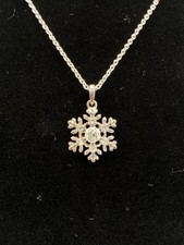 Silver Snowflake Pendant Necklace 20" With Gift Box