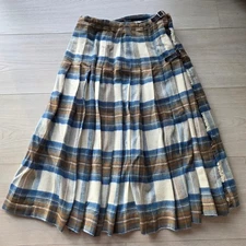 VTG Kinloch Anderson Cashmere Wool Tartan Kilted Skirt US 12 Made in Scotland