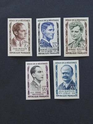 variété France non dentelé Héros Résistance Serie yt 1100/1104 neufs XX - Photo 1/2