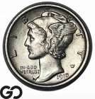 1918 Mercury Dime, Frosty Choice Unc++ FB, Full Split Bands