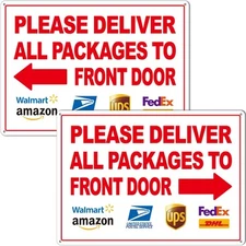 2 Pack Please Deliver All Packages to Front Door with Left & Right Arrows 14 ...