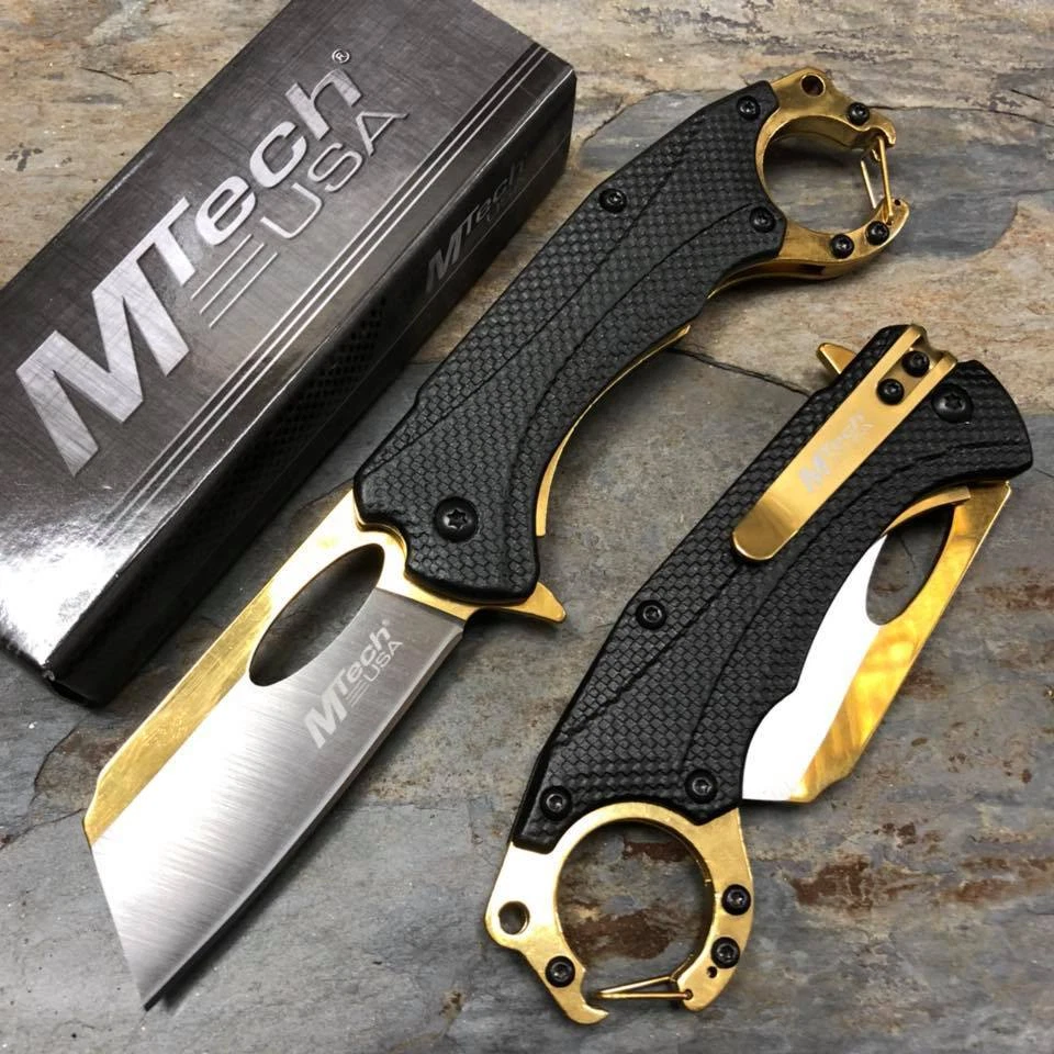 CUCHILLO ASISTIDO POR RESORTE MTECH USA MANGO ALUMINIO ANODIZADO 4.25" - NEGRO Foto 2 de 4