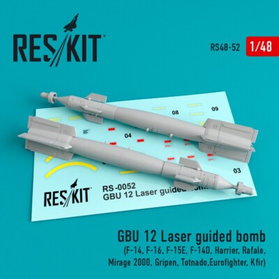 1/48 ResKit RS48-0052 GBU-12 ''Paveway II'' laser guided bombs (2 pcs)  (F-4, F-5,