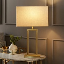 Gloria Double Stem Table Lamp Rectangular Lampshade LED Black Gold Bedroom Light