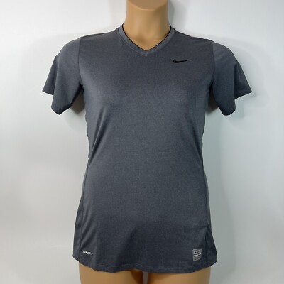 Nike Pro Fit Dry V-Neck T-Shirt Fitted Gray Women’s Medium M